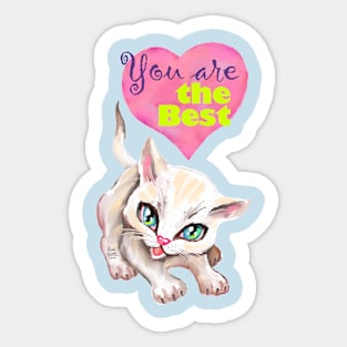 Sweet cute white kitten best friend. Love you cat. Sticker